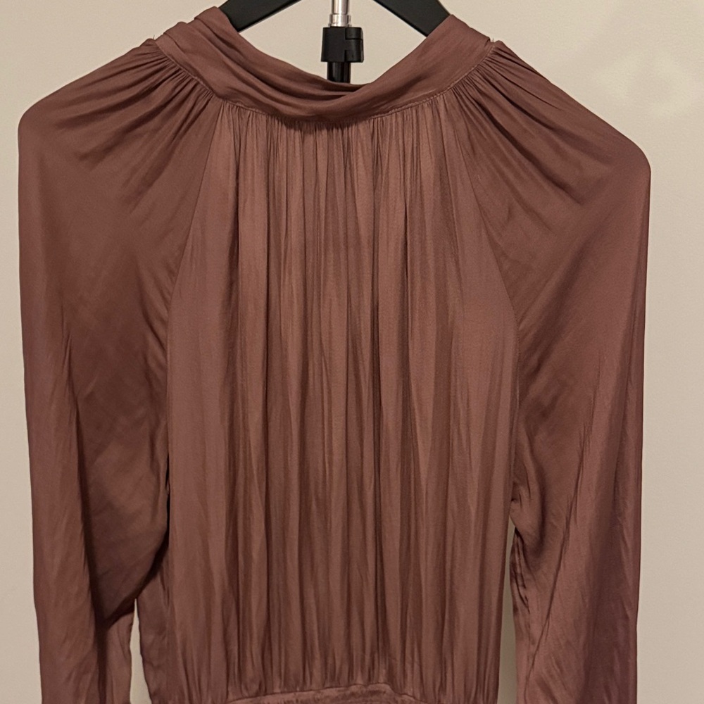Mustard Seed Chocolate Brown Long-Sleeve Ruffle Tiered Dress - Picture 3 of 4